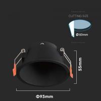 V-TAC VT-925 PORTALAMPADA SPOT INCASSO NERO ROTONDO PROFONDO POLICARBONATO LED6637 1