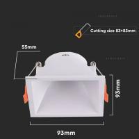 V-TAC VT-927 PORTALAMPADA SPOT INCASSO BIANCO QUADRATO PROFONDO POLICARBONATO LED6638 1