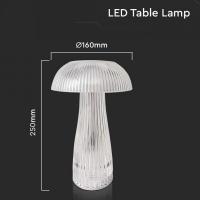 V-TAC VT-1040  LAMPADA DA TAVOLO LED 1W RICARICABILE LUCE 3IN1 FINITURA TRASPARENTE LED7894 1