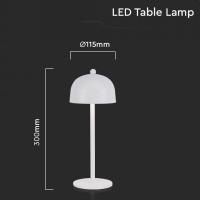 V-TAC VT-1052  LAMPADA DA TAVOLO LED 3W RICARICABILE LUCE 3IN1 FINITURA BIANCA LED7986 2