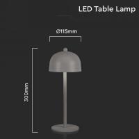 V-TAC VT-1052  LAMPADA DA TAVOLO LED 3W RICARICABILE LUCE 3IN1 FINITURA GRIGIA LED7987 2