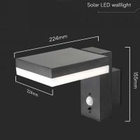 V-TAC VT-1147  LAMPADA LED 5.5W SOLARE PARETE BIANCO CALDO CON SENSORE DI MOVIMENTO PIR IP54 LED10402 2