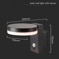 V-TAC VT-1147  LAMPADA LED 5.5W SOLARE PARETE BIANCO CALDO IP54 CON SENSORE DI MOVIMENTO PIR LED23016 2