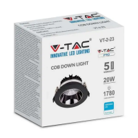 V-TAC VT-2-23 FARETTO INCASSO 20W NATURALE BASCULANTE COB NERO SAMSUNG LED2120055 1