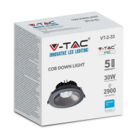 V-TAC VT-2-33 FARETTO INCASSO 30W NATURALE BASCULANTE COB NERO SAMSUNG LED2120058 1