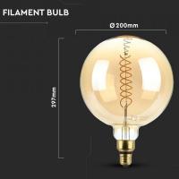 V-TAC VT-2158D  LAMPADINA LED 8W G200 FILAMENTO E27 BIANCO CALDO DIMMERABILE LED217462 2