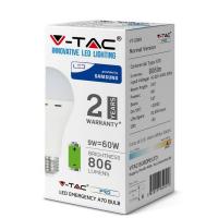 V-TAC VT-2309 LAMPADINA LED E27 9W BIANCO CALDO CON EMERGENZA CHIP SAMSUNG LED2371 2