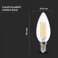 V-TAC VT-2327 LAMPADINA FILAMENTO LED CANDELA E14 6W BIANCO CALDO IP20 LED212848 2
