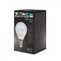 V-TAC VT-236 LAMPADINA LED E14 4,5W BIANCO CALDO A BULBO CHIP SAMSUNG LED21168 2