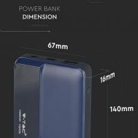 V-TAC VT-3511 POWER BANK RICARICA CELLULARI 10000MAH BLU LED8872 2