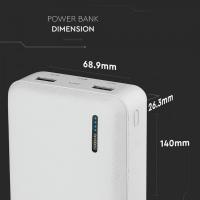 V-TAC VT-3520 POWER BANK RICARICA CELLULARI 20000MAH BIANCO LED8904 2