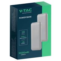 V-TAC VT-3527 POWER BANK RICARICA CELLULARI 10000MAH ARGENTO LED23035 1