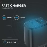 V-TAC  VT-3530 ADATTATORE CARICABATTERIA USB NERO 20W 1 PD+1 QC LED23581 2