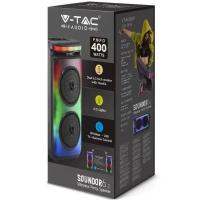 V-TAC VT-4000W SPEAKER TROLLEY 400W RICARICABILE MICROFONO E TELECOMANDO 2X6.5 POLLICI LED7676 2
