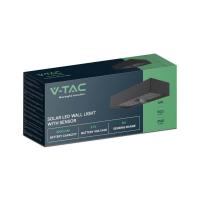 V-TAC VT-406 LAMPADA LED SOLARE NERA 6W PARETE BIANCO NATURALE IP65 CON SENSORE PIR LED10307 1