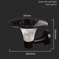 V-TAC VT-425  LAMPADA LED SOLARE NERA 15W PARETE BIANCO NATURALE+FREDDO IP65 CON SENSORE PIR LED23004 1