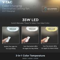 V-TAC VT-5022 VENTILATORE A SOFFITTO CON ILLUMINAZIONE A LED 35W E TELECOMANDO BINCO GRIGIO LED217935 3