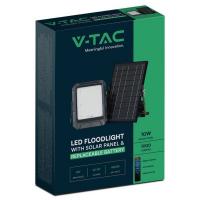 V-TAC VT-55W FARO LED NERO 10W BIANCO NATURALE  CON TELECOMANDO E PANNELLO SOLARE IP65 LED23438 1
