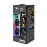 V-TAC VT-6000W  SPEAKER TROLLEY 600W  RICARICABILE MICROFONO E TELECOMANDO 2X8 POLLICI LED7677 1