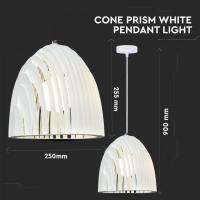 V-TAC VT-7255 PORTALAMPADA E27 PENDENTE TRAFORATO D250 BIANCO LED3952 1