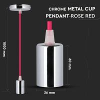 V-TAC VT-7338 PORTALAMPADA E27 PENDENTE CROMO CORDONE ROSA LED3792 1