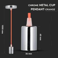 V-TAC VT-7338 PORTALAMPADA E27 PENDENTE CROMO CORDONE ARANCIONE LED3788 1