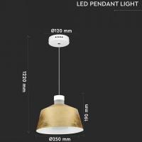V-TAC VT-7444 LAMPADA LED SOSPENSIONE 7W ORO IN METALLO B.CALDO IP20 LED3936 1