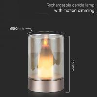 V-TAC VT-7564 LAMPADA DA TAVOLO LED ORO CHAMPAGNE CON VETRO FUMO 2W BIANCO CALDO IP20 LED10566 2