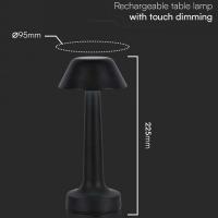 V-TAC VT-7566 LAMPADA DA TAVOLO LED 1W RICARICABILE LUCE 3IN1 FINITURA NERA LED10568 2