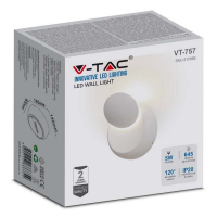 V-TAC VT-757 LAMPADA TONDA 5W PARETE RUOTABILE B.NATURALE BIANCA IP20 LED217093 2