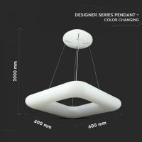 V-TAC VT-7607 LAMPADA SOSPENSIONE 42W BIANCA QUADRATA 3IN1 DIMMERABILE IP20 LED3963 1