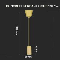 V-TAC VT-7668 PORTALAMPADA E27 PENDENTE CALCESTRUZZO FINITURA GIALLO IP20 LED3745 2