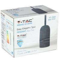 V-TAC VT-7668 PORTALAMPADA E27 PENDENTE CALCESTRUZZO FINITURA NERO IP20 LED3747 1