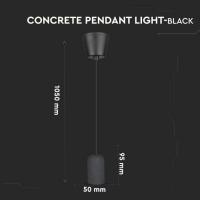 V-TAC VT-7668 PORTALAMPADA E27 PENDENTE CALCESTRUZZO FINITURA NERO IP20 LED3747 2