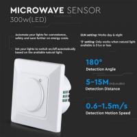 V-TAC VT-8023 SENSORE A MICROONDE BIANCO PARETE MAX 15 METRI LED5083 2
