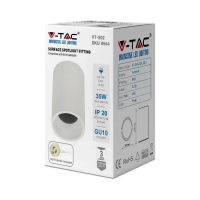 V-TAC VT-802 PORTALAMPADA SUPERFICIE SPOT GU10 ROTONDO BIANCO LED8944 2