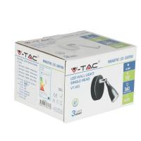 V-TAC VT-805 LAMPADA LED NERA PARETE 4.5W BIANCO NATURALE ORIENTABILE IP20 LED8265 1