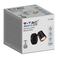 V-TAC VT-806 LAMPADA LED PARETE 5W BIANCO CALDO NERA IP20 LED218251 1