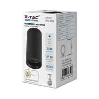 V-TAC VT-807 PORTALAMPADA SUPERFICIE SPOT GU10 ROTONDO NERO ALTEZZA=100MM LED8949 2