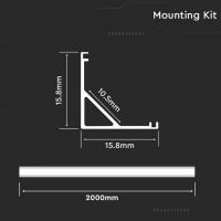 V-TAC VT-8158 PROFILO ALLUMINIO SILVER LINEARE PER STRISCE LED DA 2MT OPACO CON DIFFUSORE LED10322 1