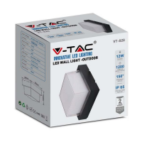 V-TAC VT-828 LAMPADA LED 12W QUADRATA BIANCO NATURALE NERA IP65 LED218544 2