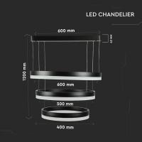 V-TAC VT-82-3D LAMPADA LED SOFFITTO 86W 3 ANELLI NERO LUCE CALDA DIMMERABILE LED213990 2