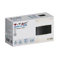 V-TAC VT-846 LAMPADA LED 5W PARETE B.NATURALE UP&DOWN NERA IP65 6LED LED218616 1