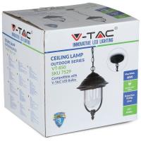 V-TAC VT-850  LAMPADA DA GIARDINO NERA A SOFFITTO ATTACCO E27 CON CATENA LED7529 1