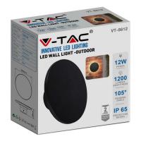 V-TAC VT-8612  LAMPADA LED PARETE 12W BIANCO CALDO NERO IP65 LED6787 1