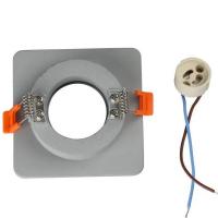 V-TAC VT-862 PORTALAMPADA SPOT GU10 INCASSO QUADRATO IN GESSO+METALLO GRIGIO+CROMO LED3120 2