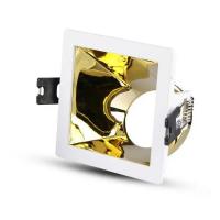 V-TAC VT-875 PORTALAMPADA SPOT GU10 INCASSO QUADRATO ORIENT BIANCO+ORO LED3166 0