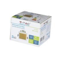 V-TAC VT-875 PORTALAMPADA SPOT GU10 INCASSO QUADRATO ORIENT BIANCO+ORO LED3166 2