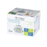 V-TAC VT-875 PORTALAMPADA SPOT GU10 INCASSO QUADRATO ORIENT BIANCO+CROMO LED3168 2