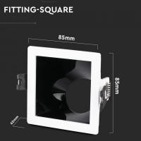 V-TAC VT-875 PORTALAMPADA SPOT GU10 INCASSO QUADRATO ORIENT BIANCO+NERO LED3165 2